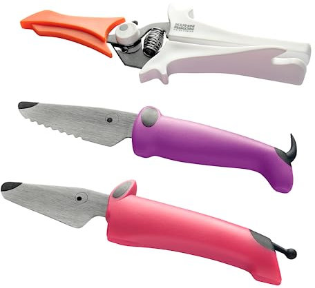 KUHN RIKON kinderkitchen Kindermesser und Schere Set 3-teilig, fuchsia/violett/weiss, ab 3 Jahren