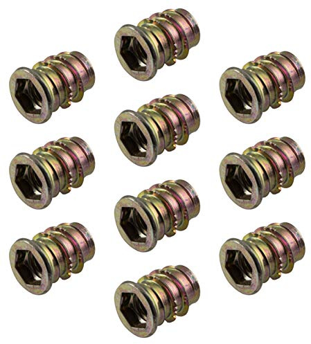 Gedotec Einschraubmuffen | 100 Stück - Metall Eindrehmuffe mit Abdeckrand | M8 x 17 mm | Einschraubmutter Stahl verzinkt | Gewinde-Muffen Schrauben mit Antrieb: Innensechskant | Gewinde-Einsatz Holz