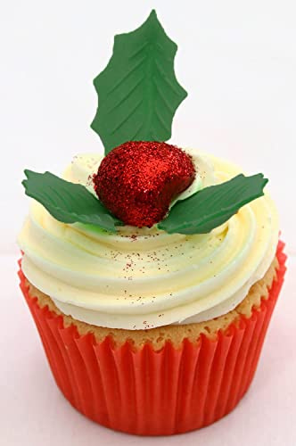 36 Edible Holly Leaves- Christmas Edible Cake Decorations
