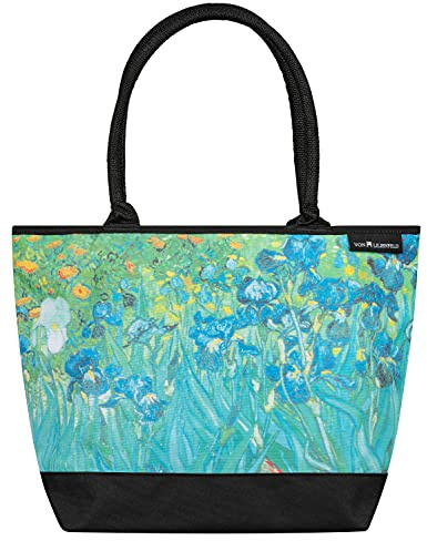 VON LILIENFELD Handtasche Vincent van Gogh Iris Kunst Blumen Motiv Shopper Maße L42 x H30 x T15 cm Strandtasche Henkeltasche Büro
