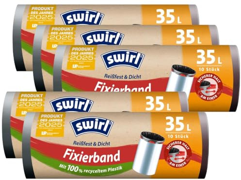 5x Swirl Fixierband Müllbeutel 35L (10 stk./Rolle)
