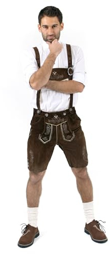 Almbock Lederhose Herren kurz - Trachten Lederhose kurz aus edlem Leder von Gr. 46-60 - Kurze Lederhose in vielen Farben perfekt für Oktoberfest oder Karneval