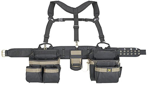 Custom Leathercraft6714 Heavy Duty Framers 5 Piece Comfort-lift Combo Tool Belt Apron, 31 Pocket,Black