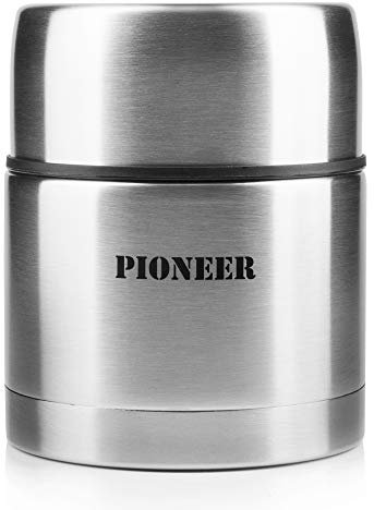 Pioneer Vacuum Insulated Leakproof Soup/Food Flask, 8 Hours Hot 24 Hours Cold, Stainless Steel, 500 ml