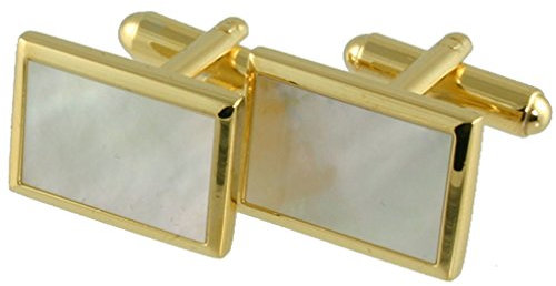 Select Gifts Manschettenknöpfe Gold Perlmutt Weiße längliche Rechteckige Manschettenknöpfe wählen Sie Geschenk Tasche
