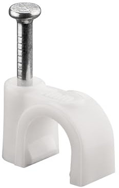 goobay 17079 Kabelschelle 100er Set / Kabelhalterung zur Kabel Befestigung bis zu 7mm Durchmesser / Kabelklemme mit Nagel für Wand, Türrahmen, Ecken und Aufputz / 100 Stück / Weiß