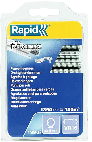 Rapid VR16 - Agrafes à Grillage en Acier Galvanisé, Compatible avec les Grillages 2-8 mm, Idéal pour Sécuriser Cages & Clôtures, 1390 Pièces, Emballage sous Blister (40108799)