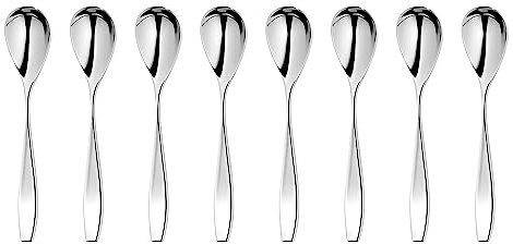 Robert Welch Vista Bright Small Coffee/Espresso Spoon, Set of 8. Suitable for Espresso, Small Coffee. Made from Stainless Steel. Dishwasher Safe.