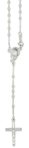 Sterling Silber Poliert Rosenkranz Halskette – Spring Ring – 46 cm