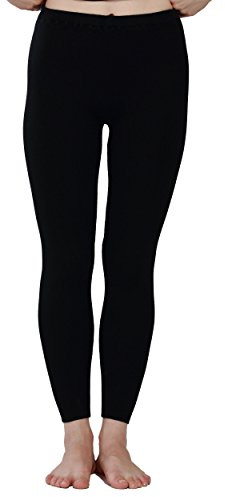 Paradise silke kashmir ribbade stickade termiska byxor för kvinnor leggings, Svart, S