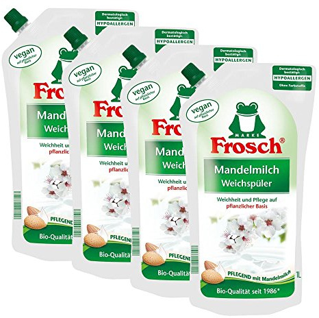 4x Frosch Mandelmilch Weichspüler 1 Liter - Pflegend mit Mandelmilch