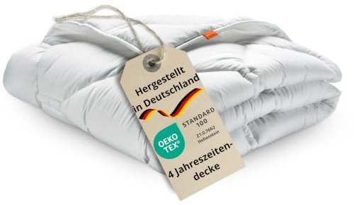 sleepling 4 Jahreszeitendecke 200x200 cm, Bettdecke, Komfort 300 | Vierjahreszeiten Decke 200 x 200 cm, 100% Baumwolle (Satin), Füllung HCS-Faserkugeln, Made in Germany, OEKO-TEX