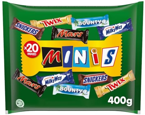 Mixed Minis, mini cajas de mezcla de chocolate (Mars, Twix, Snickers, Bounty y Milky Way), disfruta de una variedad de sabores de chocolate, ideal como regalo, para fiestas de cumpleaños