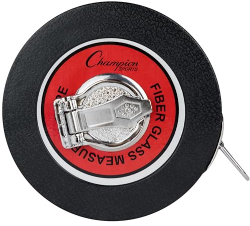 Champion Sports Closed Reel Measure Tape – 50 ft / 15 m, Hand Crank, Dual-Sided Feet & Meters