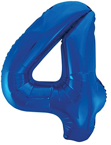 Unique Party Supplies 55744 Riesenzahl 4 Luftballon - 86 cm - Blau