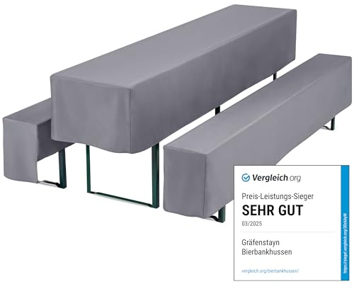 Gräfenstayn® Valentin - Biertischhussen-Set 3 TLG für Bierzeltgarnitur - 50cm oder 70cm Tischbreite - mit Öko-Tex Siegel Standard 100 : Geprüftes Vertrauen 30574 (Anthrazit, 50x220cm)