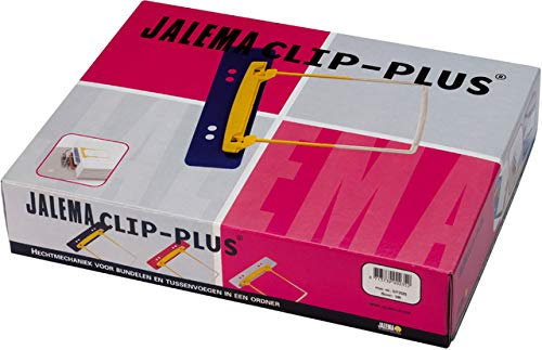 Djois, JalemaClip Plus 5712525 – Archivclip für Ringordner | Dokumente effizient abheften | Kapazität ca. 500 Blatt | Inklusive farbiger Abheftstreifen & Umfüllhülsen, Gelb-Weiß, 100 Stück