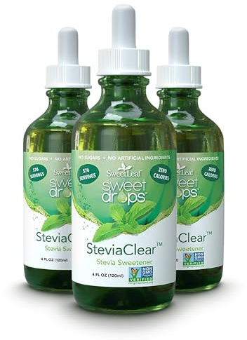 SweetLeaf SteviaClear Sweet Drops - Stevia Liquid Drops Sweetener, Pure Stevia Drops with No Bitter Aftertaste,Liquid Sugar Alternative, Zero Calorie, Keto Food, Non-GMO SweetLeaf Stevia,4 Fl Oz (Pack of 3)