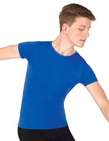 Body Wrappers Mens Short Sleeve Pullover Dance Shirt, Style M400 White, Medium