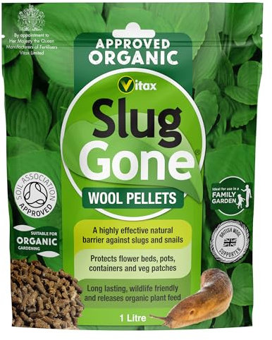 Vitax Slug Gone Wool Pellets, Natural, Organic Barrier To Protect Borders, Pots & Containers From Slugs And Snails, Long Lasting - 1L