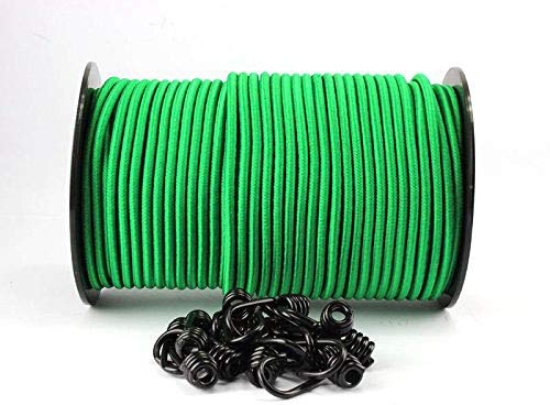 6 mm Expander Rope Green 30 m + 10 Spiral Rubber Tarpaulin Rope Hook Rope Tarpaulin