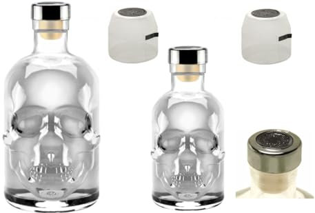 Geniess-Bar! Totenkopf Flasche Skull leer 0,5 L & 0,2 L Profi Set mit Titan Kappe u. Schrumpfkapsel Piraten Schädel