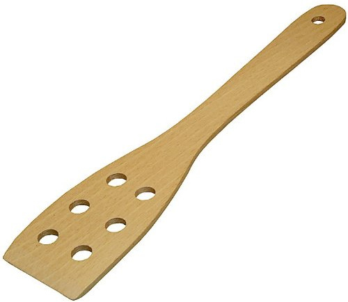 Pfannenwender aus Holz mit Löchern; (30cm)