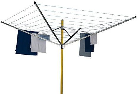 stewi Deluxe 60 m Tendedero, Aluminio, Amarillo/Plata/Azul, 204 x 18 x 14 cm