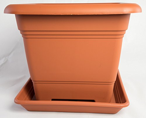 Pflanzkübel NORA 48 cm mit passendem Untersetzer NORA Terracotta