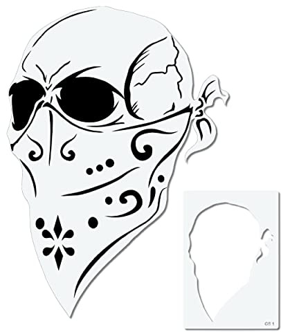 Herterich Products Airbrush Schablone Totenkopf Skull Gangster | Graffiti und Tattoo Stencil | Wiederverwendbar & Lösungsmittelresistent | Mylar 0,1-0,2 cm | Für Sprays, Acryl & Airbrush