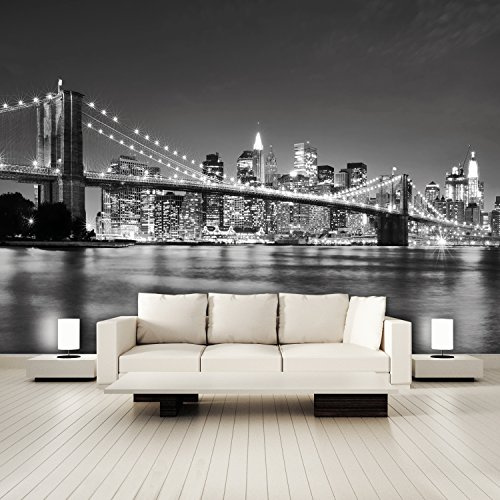 murimage Papier Peint NEW YORK 366cm x 254cm Colle Inclus Photo Mural Manhattan brooklyn bridge Architecture Pont USA Cité Wallpaper