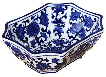 Fashion158 Européen Coupelle, Coupe à Fruits secs Bleu et Blanc sous-glaçage et paintedirforme régulière céramique Plaque de Fruits