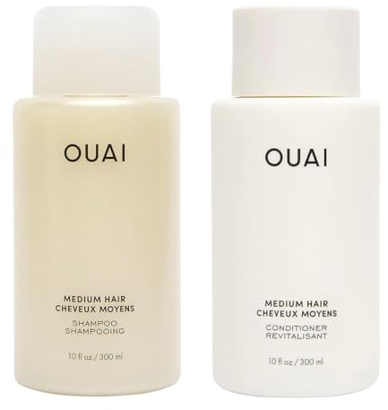 OUAI Medium Hair Shampoo and Conditioner Set - Sulfate-Free Shampoo and Conditioner for Women & Men - Made with Keratin, Shea Butter & Avocado Oil - Free of Parabens & Phthalates (10 Fl Oz)