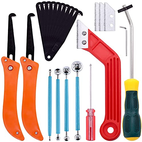 Keadic 22 Pcs Grout Removal Tool Set Contains Grout Saw Knife, Grouts Hand Saw with 8'' Diamond Surface Blades, Tile Joint Cleaning Brush, Caulking Edge Tool Grout Cleaner for Joints Seams Corner
