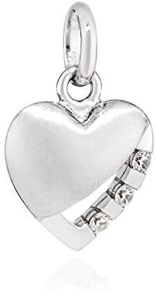 NKlaus Kettenanhänger Herz 925 Silber teilmatt oder 333 Gelbgold 12x10mm Amulett mit Zirkonia weiß