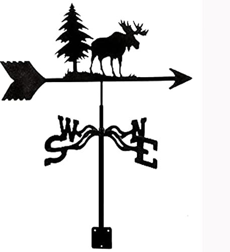 AMITVA Weihnachts-Elch-Wetterfahne, klassisch, schwarz, Wetterfahne, Ornament, Windrichtungsanzeige, Wetterfahne mit Anti-Rost-Beschichtung, Windfahne korrosionsbeständig, Wetterhahn