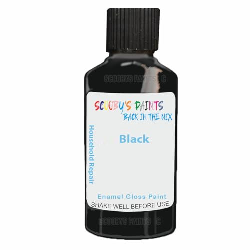 SCOOBYS PAINTS BACK IN THE MIX Enamel Touch Up Paint 30ml For Kitchen Appliances & Bathroom (Black)
