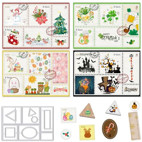 Estivaux Rectangles Labels Banner Die Cuts for Card Making, Words Tab Note Cutting Dies Card Frame Dies Stencils Embossing Template for Scrapbooking DIY Cards Album Crafts Supplies