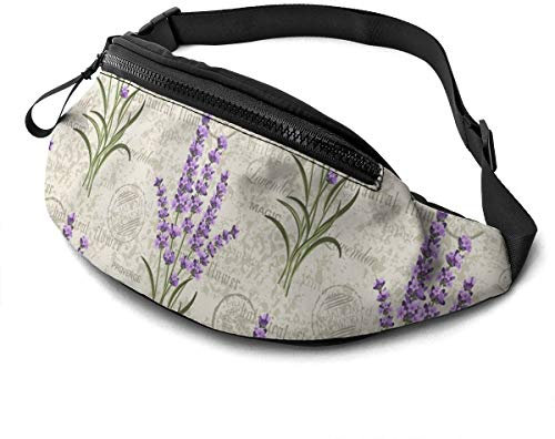 Damen Bauchtasche Lila Blume Hüfttaschen Große Kapazität,Mit Reißverschluss Damen Brustbeutel Für Fahrrad Reisen Running 14X35cm