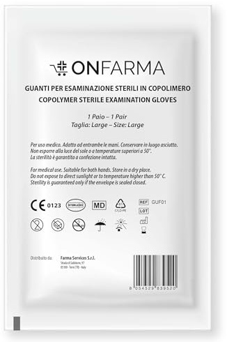 COPPIA DI GUANTI STERILI - 388ONFARMA - Reintegro Cassetta del pronto soccorso Fai da Te - Aggiorna in totale autonomia la tua cassetta medica.