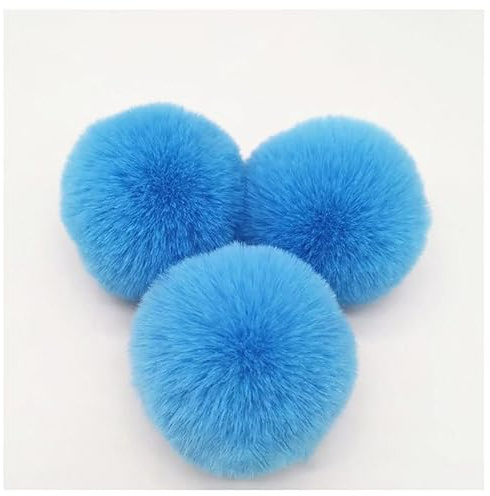 BrightGlow Pompón de piel sintética de 8 cm, pompones suaves para manualidades, pompones grandes, pompones de piel sintética DIY, pompones decorativos para gorros, gorras y accesorios, color azul, 10