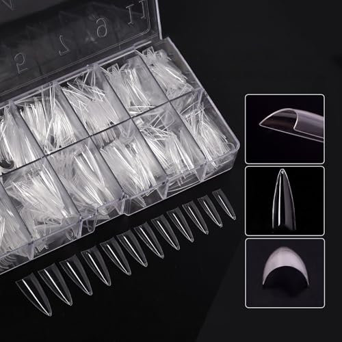 Yawdil 600 Stück Traceless D-Arc Halbmond Nagel Panzer Spitzen Transparente verlängerte Nägel Ultra dünne Nagellack Werkzeug Profession elles DIY Nagels tudio