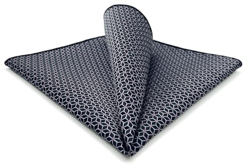 S&W SHLAX&WING Pañuelo de Bolsillo para Hombre Negro con Cubos Blancos Elegante Tamaño Grande Regalo Tejido
