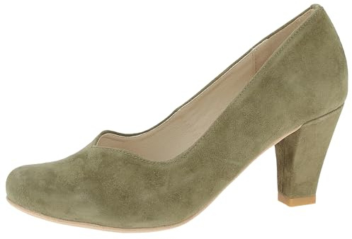 Hirschkogel Damen Trachten Pumps, Oliv, 41 EU