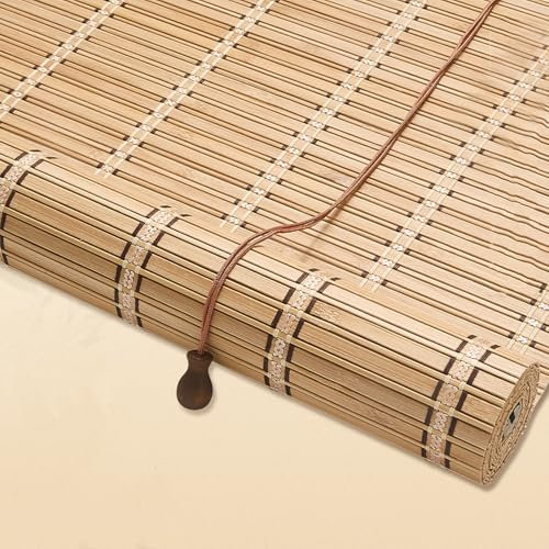 X1NGFU Retro Bambus Rollo Jalousine Bambusrollo,Natur Holzrollos,60% Verdunkelungsrollo Bambus Raffrollo,Sonnenschutz und Sichtschutz Rollo für Fenster,Anpassbar,Breite x Höhe (120cm x 140cm)