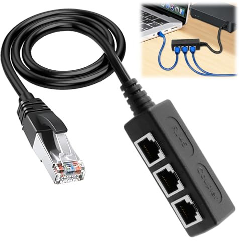 teasteam RJ45 - Cavo Splitter Ethernet da 1 Maschio a 3 Femmine, Adattatore Cavo di Estensione Di rete per Cat5, Cat5e, Cat6, Cat7, 1 Maschio a 3 Porte LAN Femmina Multipresa Connettore