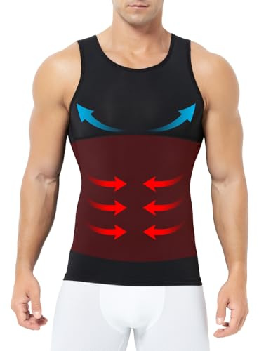 Mauro Kane Camiseta Compresión Hombre Vientre Plano Reductora Chaleco | Chaleco de Compresión Adelgazante, Compresión 20-25 mmHg, Doble Capa Abdominal, Corrección Postura, Deporte Oficina Diario