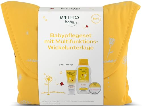 WELEDA Bio Baby Coffret cadeau – Cosmétique naturel pour bébé – Sac à langer avec crème de protection des plaies, huile de soin et baume magique. Kit de soin optimal pour les soins quotidiens des