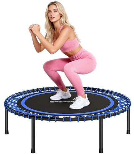 SPORTNOW Trampolino Elastico per Adulti Ø114cm, Capacità di Carico 200 kg, Tappeto Elastico a 36 Molle Bungee con Ampia Superficie, in Acciaio e PP, Blu