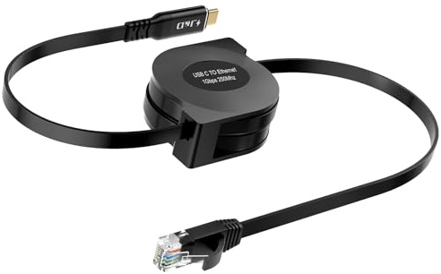 J&D Cable USB C a Ethernet Retráctil, Tipo C a RJ45 Gigabit CAT6 Cable de Red LAN Compatible con iPad Pro, MacBook Pro/Air, Compatible con iPhone 15/16/17 Serie, Galaxy S25, Portátiles Windows, 1.8 m